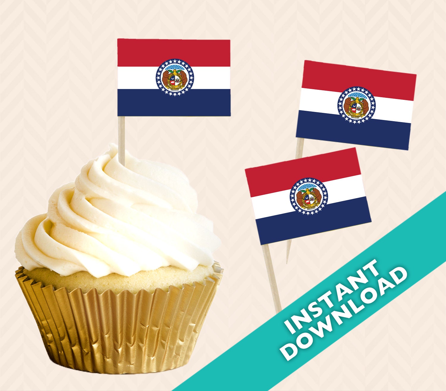 Missouri State Flag Cupcake Topper Election Party Decoration - Etsy