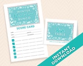 Winter Wonderland Bunco Theme Scorecard and Table Marker Set