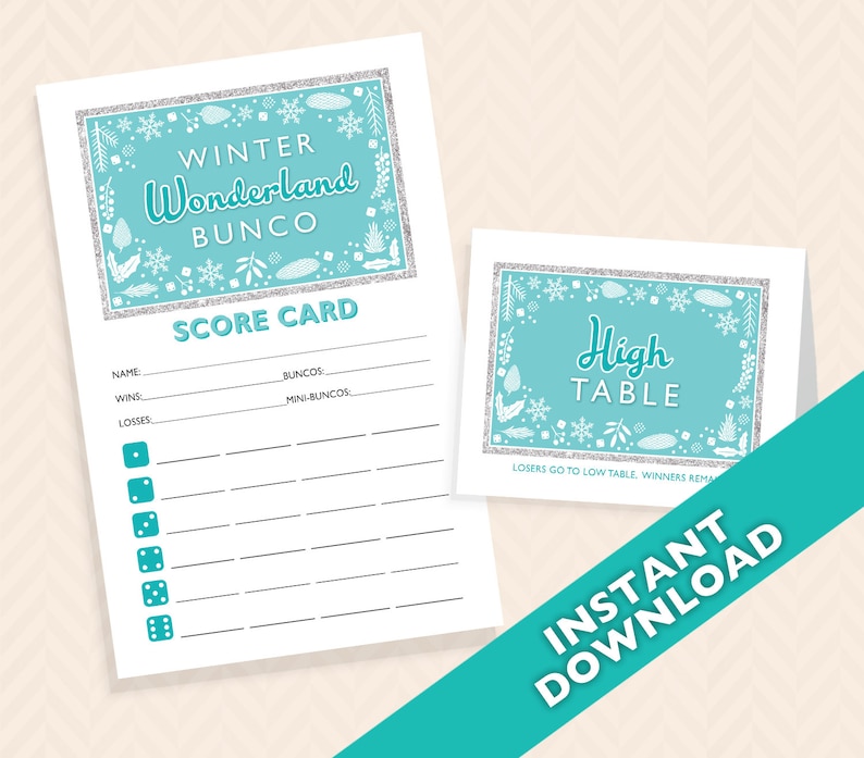 Winter Wonderland Bunco Theme Scorecard and Table Marker Set image 1