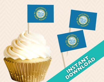 South Dakota State Flag Cupcake Topper - Election Party Decoration - Food Flag, DIY printable food flag, cupcake topper