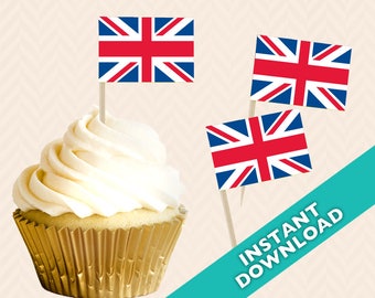 Union Jack British Toothpick Party Decoration - Royal Wedding Food Flag, cupcake topper, Harry and Meghan