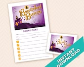 Halloween Witch Bunco Theme Scorecard and Table Marker Set
