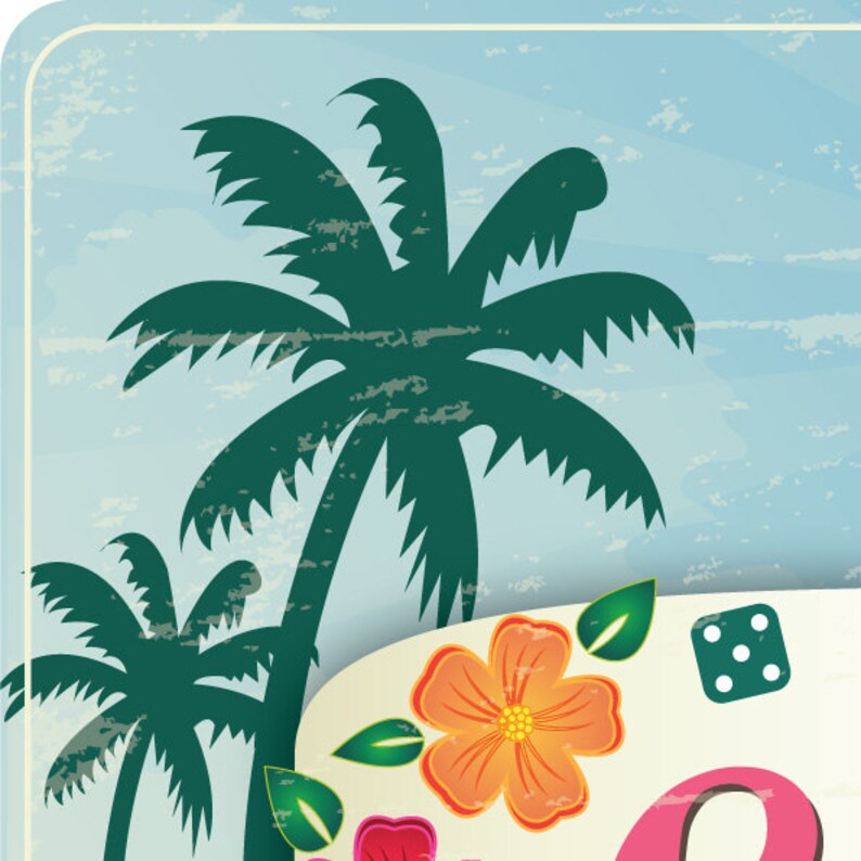 Hawaiian Luau Bunco Theme Scorecard and Table Marker Set image 4