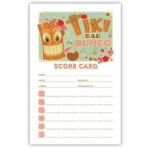 Tiki Bar Bunco Theme Scorecard and Table Marker Set imagem 3