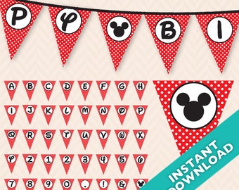 Polka Dot Mouse afdrukbare feestbanner PDF