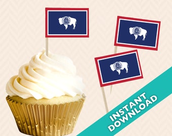 Wyoming State Flag Cupcake Topper: Election Party Decoration (PDF)
