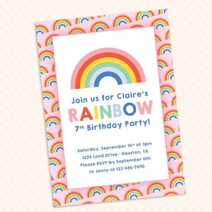 Rainbow Birthday Party Invitation - Custom Rainbow Party Printable