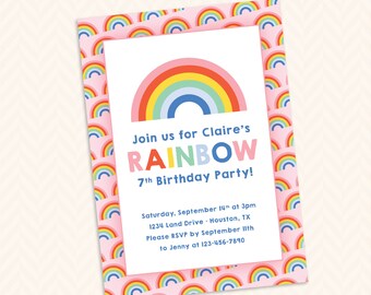 Rainbow Birthday Party Invitation - Custom Rainbow Party Printable