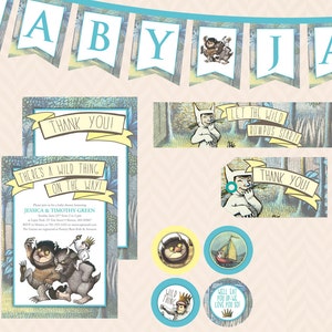 Where the Wild Things Are Baby Shower Einladung, Dankeskarte und Deko Set
