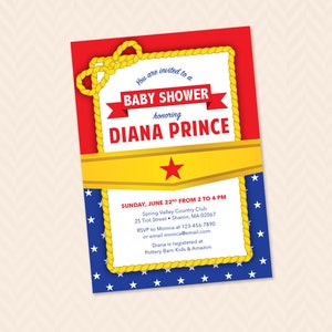 Stampabile Wonder Woman a tema Baby Shower invito - Wonder Woman Baby Shower