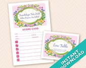 Printable Spring Garden Bunco Theme Scorecard and Table Marker Set