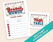 Baseball Bunco Theme Scorecard and Table Marker Set