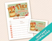 Tiki Bar Bunco Theme Scorecard and Table Marker Set