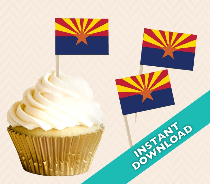 Arizona State Flag Cupcake Topper Arizona Party Decorations Etsy