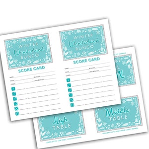 Winter Wonderland Bunco Theme Scorecard and Table Marker Set image 9