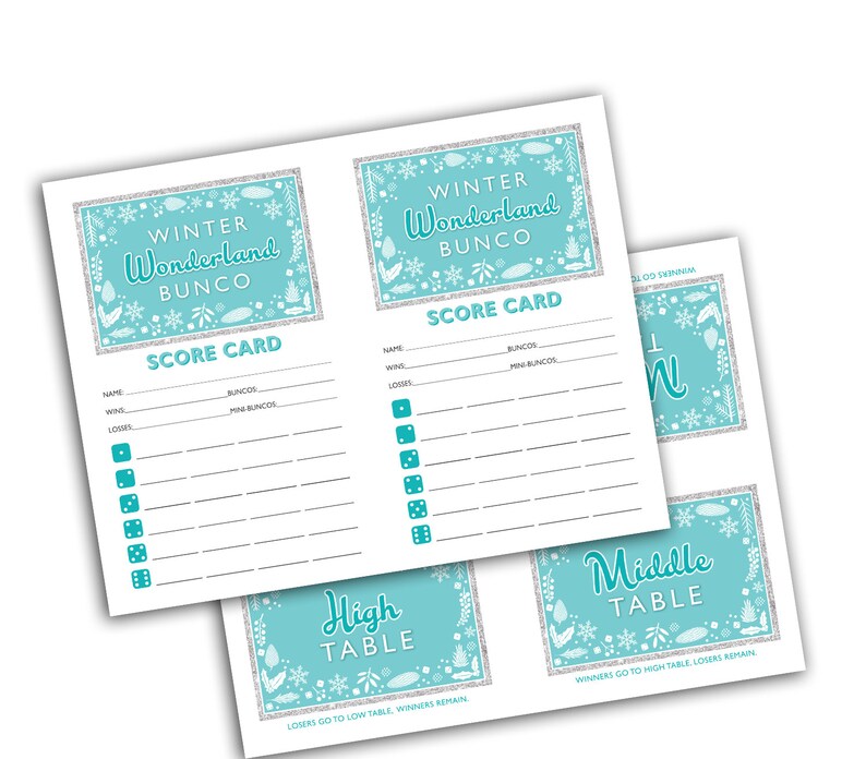 Winter Wonderland Bunco Theme Scorecard and Table Marker Set image 9