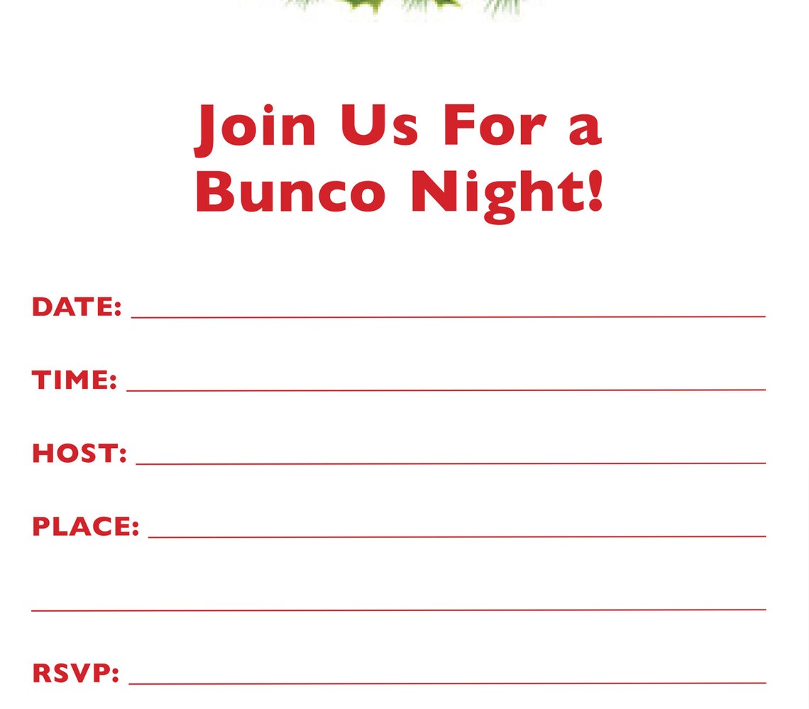 Downloadable Christmas Bunco Invitation Merry Bunco a.k.a. - Etsy