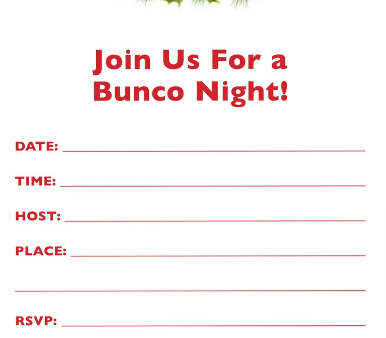 Downloadable Christmas Bunco Invitation Merry Bunco a.k.a. - Etsy