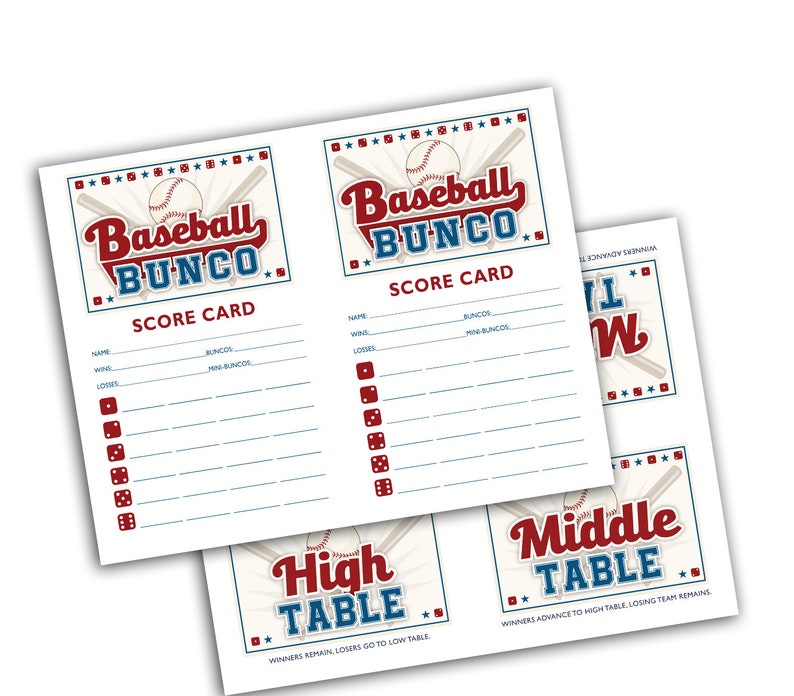 Baseball Bunco Theme Scorecard and Table Marker Set - Etsy UK
