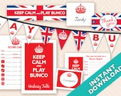 Instant Download Printable Bunco Party Decoration Set - British Theme (a.k.a. Bunko, score card, score sheet)