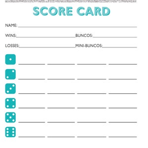Winter Wonderland Bunco Theme Scorecard and Table Marker Set image 5