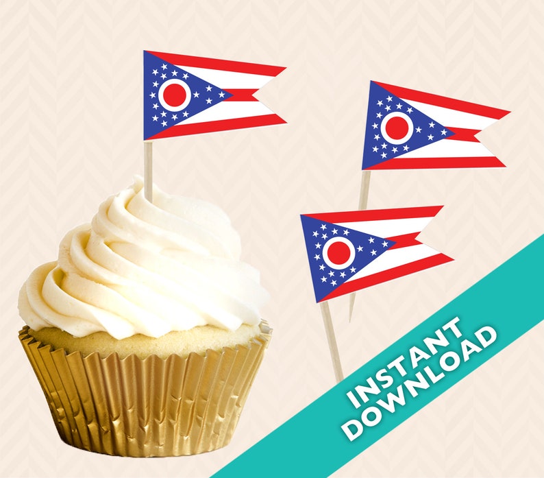 Ohio State Flag Cupcake Topper Ohio Election Party - Etsy