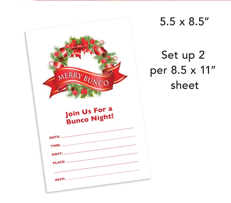 Downloadable Christmas Bunco Invitation Merry Bunco a.k.a. - Etsy