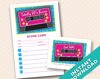 80&#39;s  Bunco Theme Scorecard and Table Marker Set