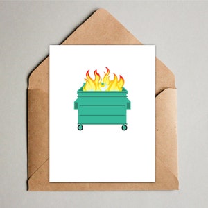 Print at Home Dumpster Fire Blank Notecard 3 sizes to choose from image 2