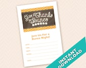 Thanksgiving  Bunco Invitation, Instant Download