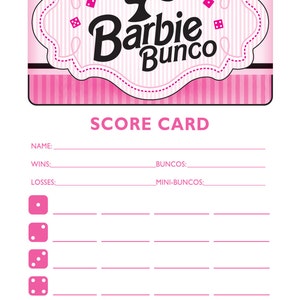 Hot Pink Doll Bunco Theme Scorecard and Table Marker Set image 2