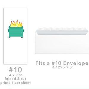 Print at Home Dumpster Fire Blank Notecard 3 sizes to choose from image 7