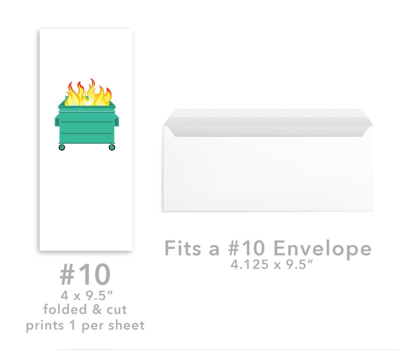 Print at Home Dumpster Fire Blank Notecard 3 sizes to choose from image 7