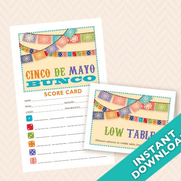 Cinco De Mayo Bunco Theme Scorecard and Table Marker Set