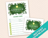 St. Patrick's Day Bunco Theme Scorecard and Table Marker Set