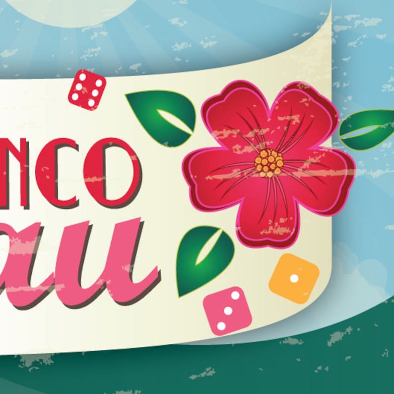 Hawaiian Luau Bunco Theme Scorecard and Table Marker Set image 3