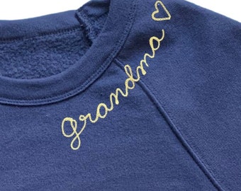 Grandma Sweater Custom Embroidered Sweatshirt Nana Sweater Grammy Shirt Embroidered Collar Gigi Shirt Nana Sweatshirt Gigi Sweatshirt Gramma