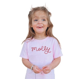 Custom Embroidered Kids Shirt with Large Cursive Name. Toddler Shirt with Custom Embroidery. Personalized Gifts for Baby Shower