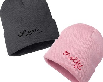 Custom Kids Name Beanie. Kid Gift Personalized Beanie for Toddler. Slouch Beanie Kids Embroidered Nickname Hat for Girl Boy Child