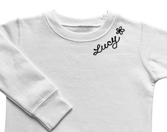 Kids Personalized Name Sweatshirt. Custom Embroidered Name Sweatshirt. Toddler Neckline Collar Embroidered Crewneck. Kids Personalized Gifts