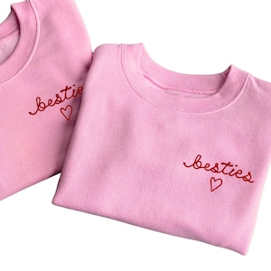 Kids Best Friend Shirts Custom Toddler Sweatshirt Embroidered Name Besties Sweatshirt Baby Embroidered Sweatshirt Custom Embroidered Sweater