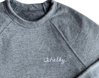 Custom Word Shirt. Embroidered Sweatshirt. Embroidered Shirt. Custom Gift. Custom Embroidered Sweatshirt. Chain Stitch Monogram Sweatshirt