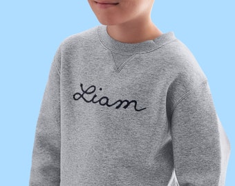 Toddler Sweatshirt with Embroidered Name. Chain Stitch Embroidery. Personalized Gift for Kids. Custom Embroidered Sweater with Chainstitch