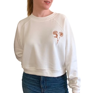 Personalized Birth Month Flower Sweatshirt, Chain Stitch Embroidery Birth Flower Bouquet Shirt, Custom Kids Birthday Crewneck Gift for Mom image 1