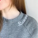 Adult Personalized Sweatshirt with Collar Lettering. Monogram Cursive Name Neckline. Personalized Gift. Custom Sweatshirt Embroidery