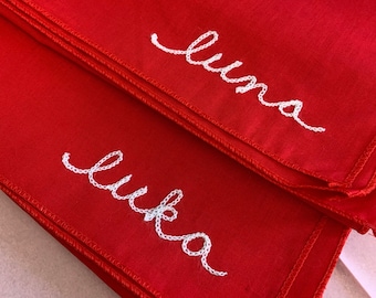 Embroidered Dog Bandana Personalized Dog Bandana Custom Dog Bandana, Embroidered Handkerchief Chainstitch Bandana Embroidery Custom Bandana