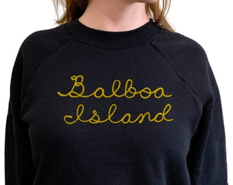 Adult Personalized Sweatshirt with Collar Lettering City Name Shirt with Cursive Neckline Personalized Gift Custom Sweatshirt Embroidery