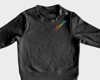 Personalized Infant Sweatshirt with Custom Embroidery. Baby Name Sweater. Custom New Baby Gift with Embroidered Name