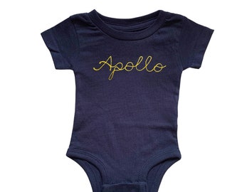 Baby Embroidered Onesie. Infant Monogrammed Bodysuit. Personalized Baby Shower Gift. Custom Embroidered Name Onesie.