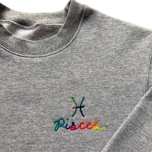 Custom Toddler Astrology Sweatshirt Leo Birthday Gift Toddler Embroidered Sweatshirt Scorpio Shirt Kids Chainstitch Sweatshirt Toddler Name image 3